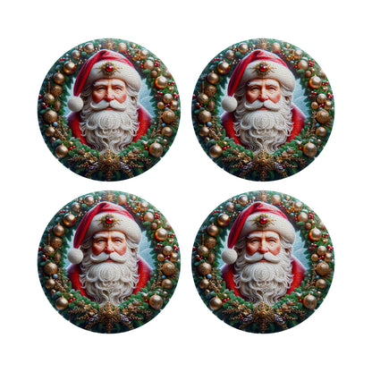 Santa Claus Vegan Leather Round Pebble Placemat