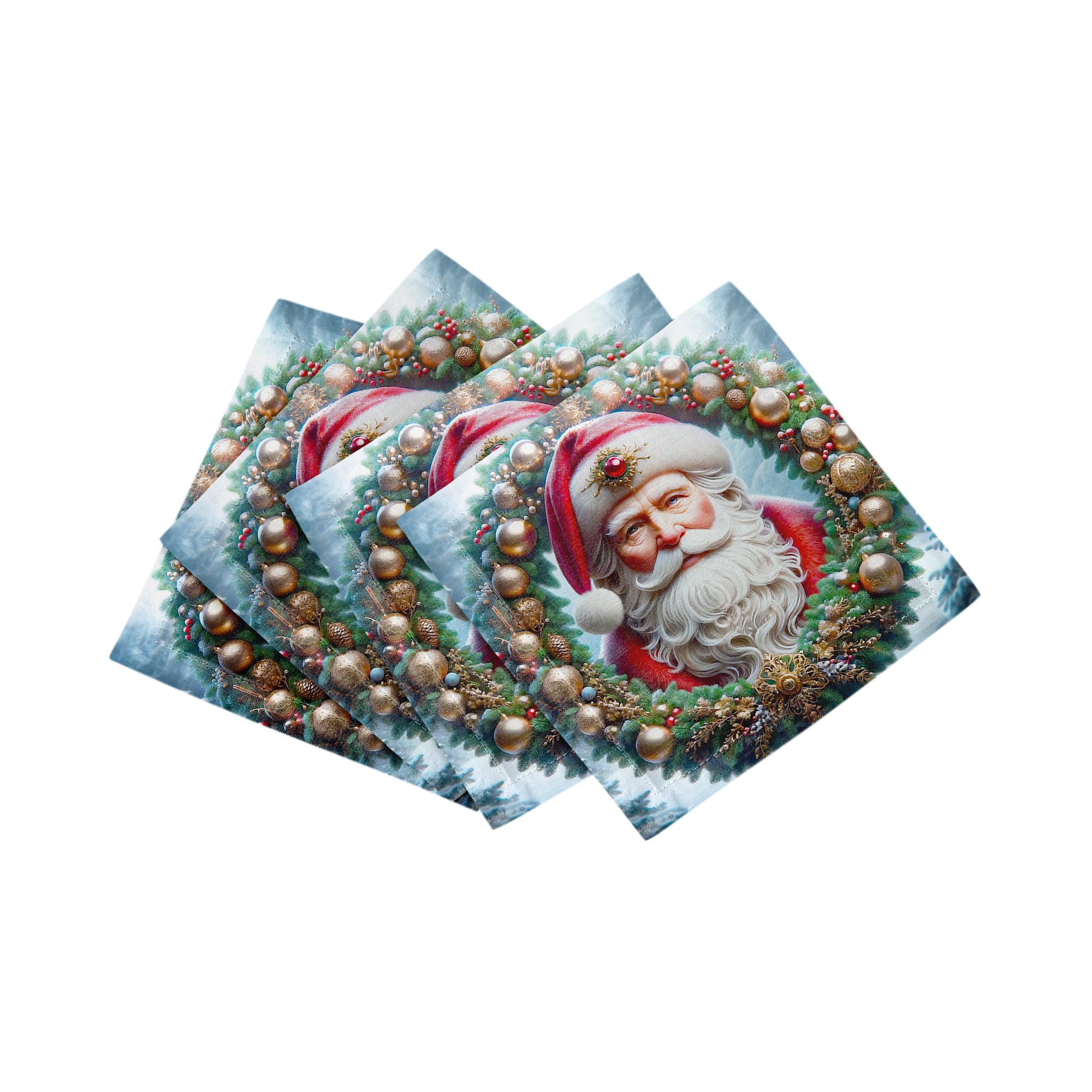Santa Claus Cotton Sateen Cocktail Napkins