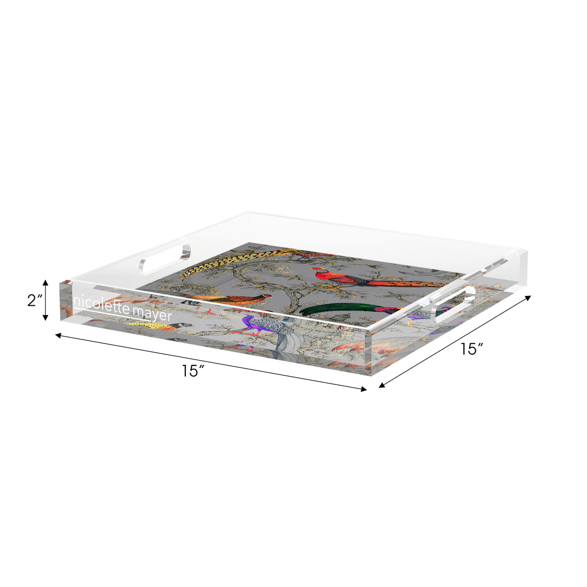 Sauvage Silver Acrylic Decorative Tray, 15 x 15 in. by Nicolette Mayer 