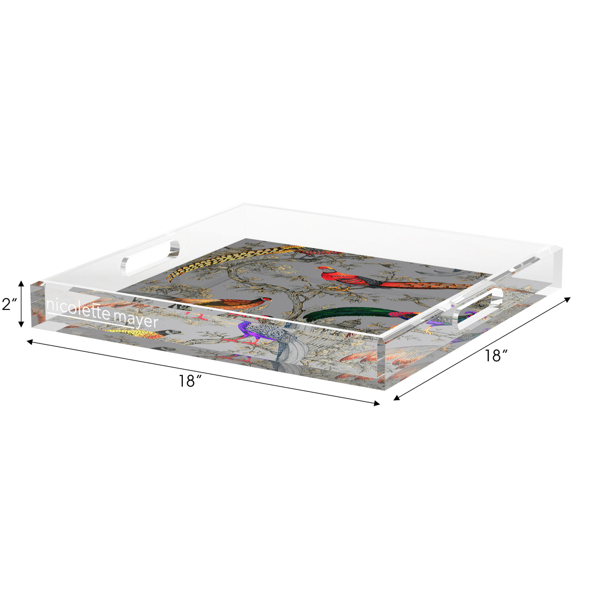 Sauvage Silver Acrylic Decorative Tray, 18 x 18 in. by Nicolette Mayer 