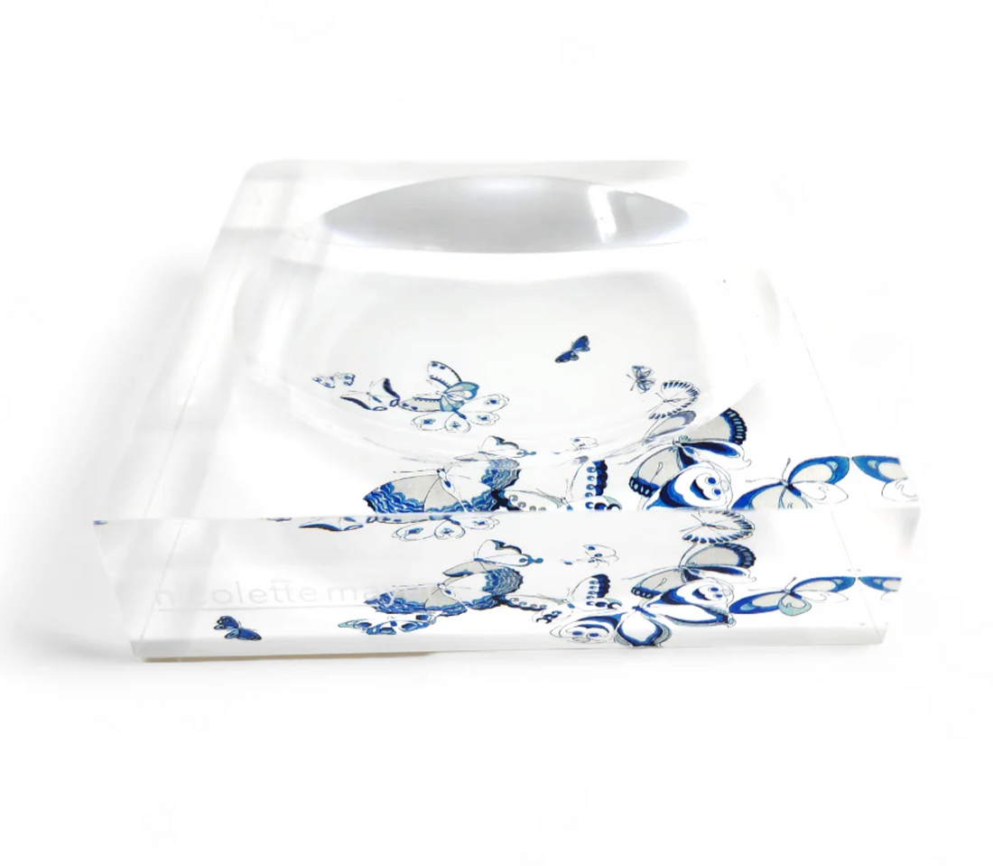  Butterfly Chinois Blue Catchall Candy or Nut Dish