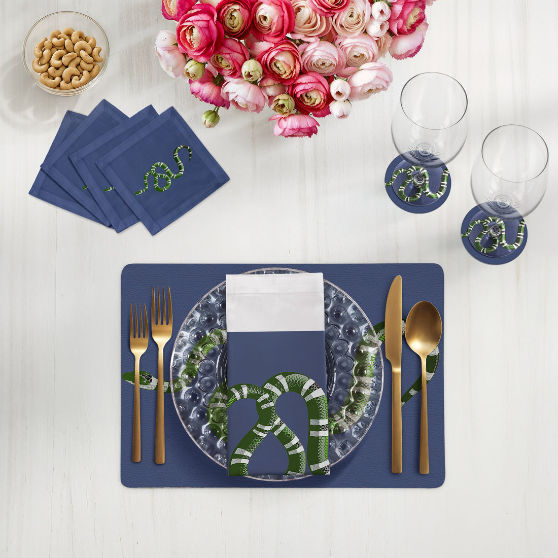 Serpent Blue 17 Rectangle Pebble, Set of 4 - nicolettemayer.com