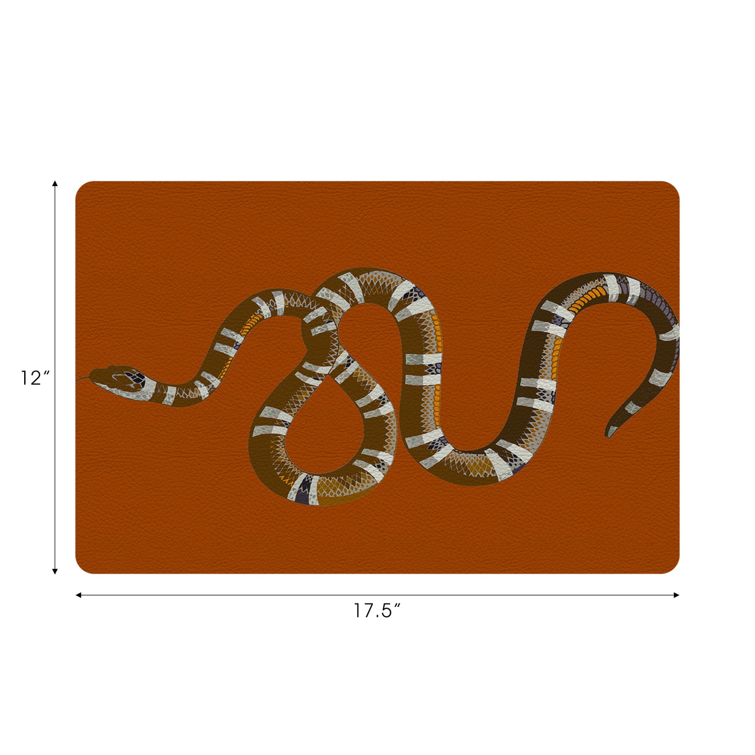Serpent Burnt Orange Vegan Leather Rectangle Placemat