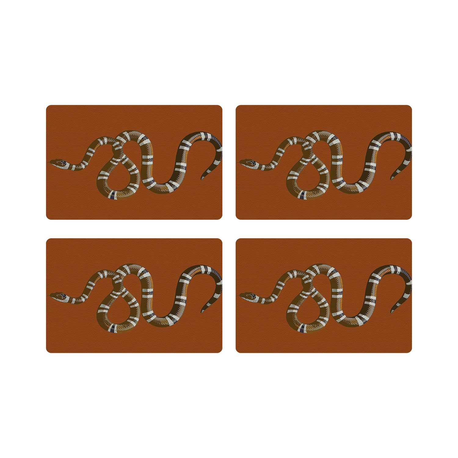 Serpent Burnt Orange Vegan Leather Rectangle Placemat