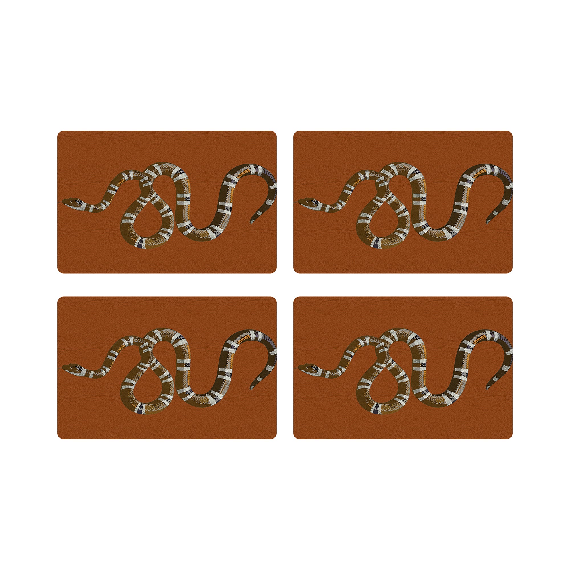 Serpent Burnt Orange Vegan Leather Rectangle Placemat