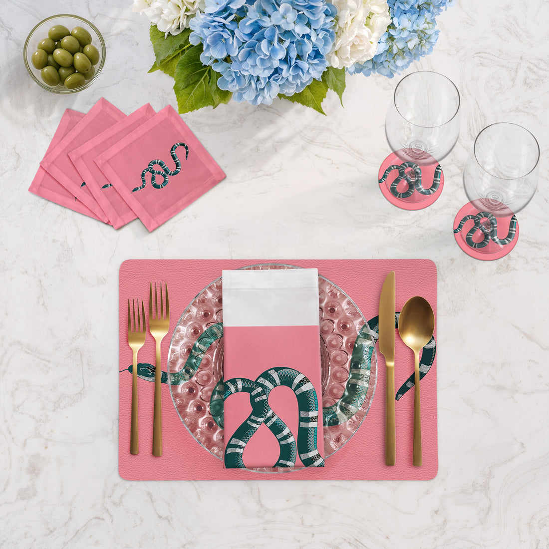 Serpent Pink Rectangle Placemats Set of 4 - nicolettemayer.com