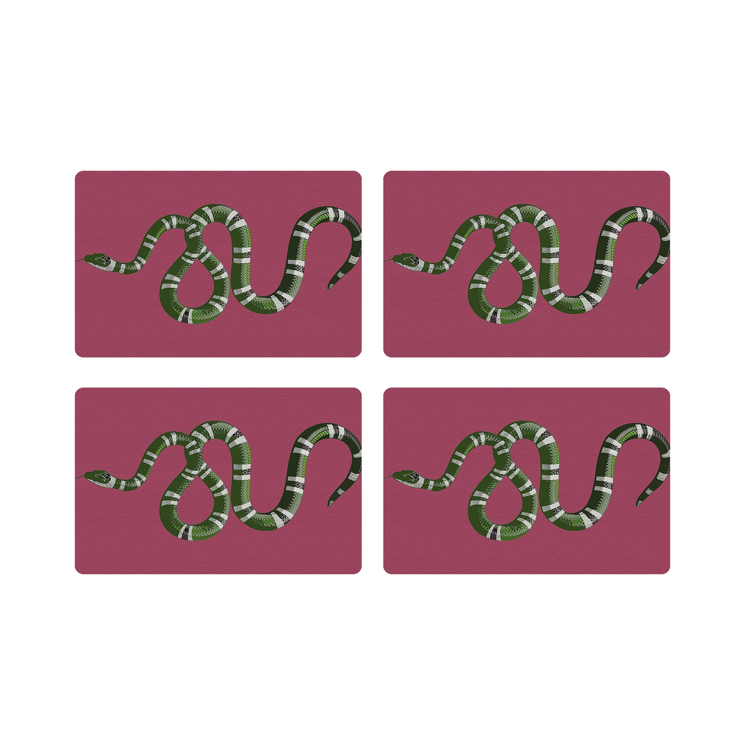 Serpent Raspberry Rectangle Pebble, Set of 4 - nicolettemayer.com