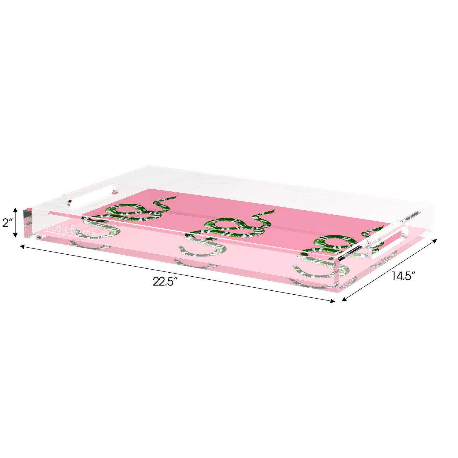 Serpent Pink 22.5X14.5 Acrylic Tray - nicolettemayer.com
