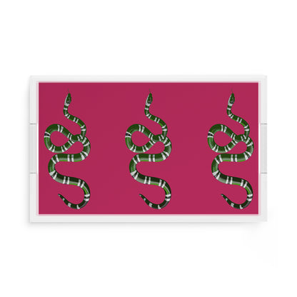 Serpent Raspberry 17X10.5 Acrylic Tray - nicolettemayer.com
