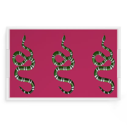 Serpent Raspberry 22.5X14.5 Acrylic Tray - nicolettemayer.com
