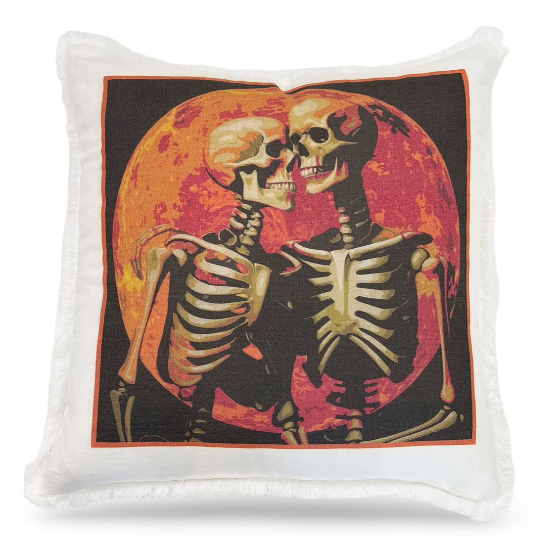 Skelaton Love 22x22 White Fringe Pillow