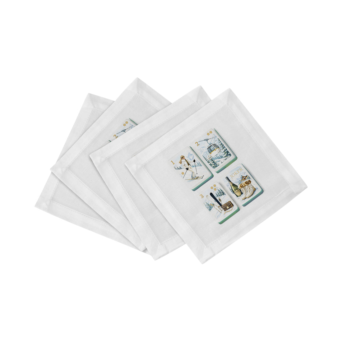Ski Theme Mahj Cotton Sateen Cocktail Napkins - nicolettemayer.com