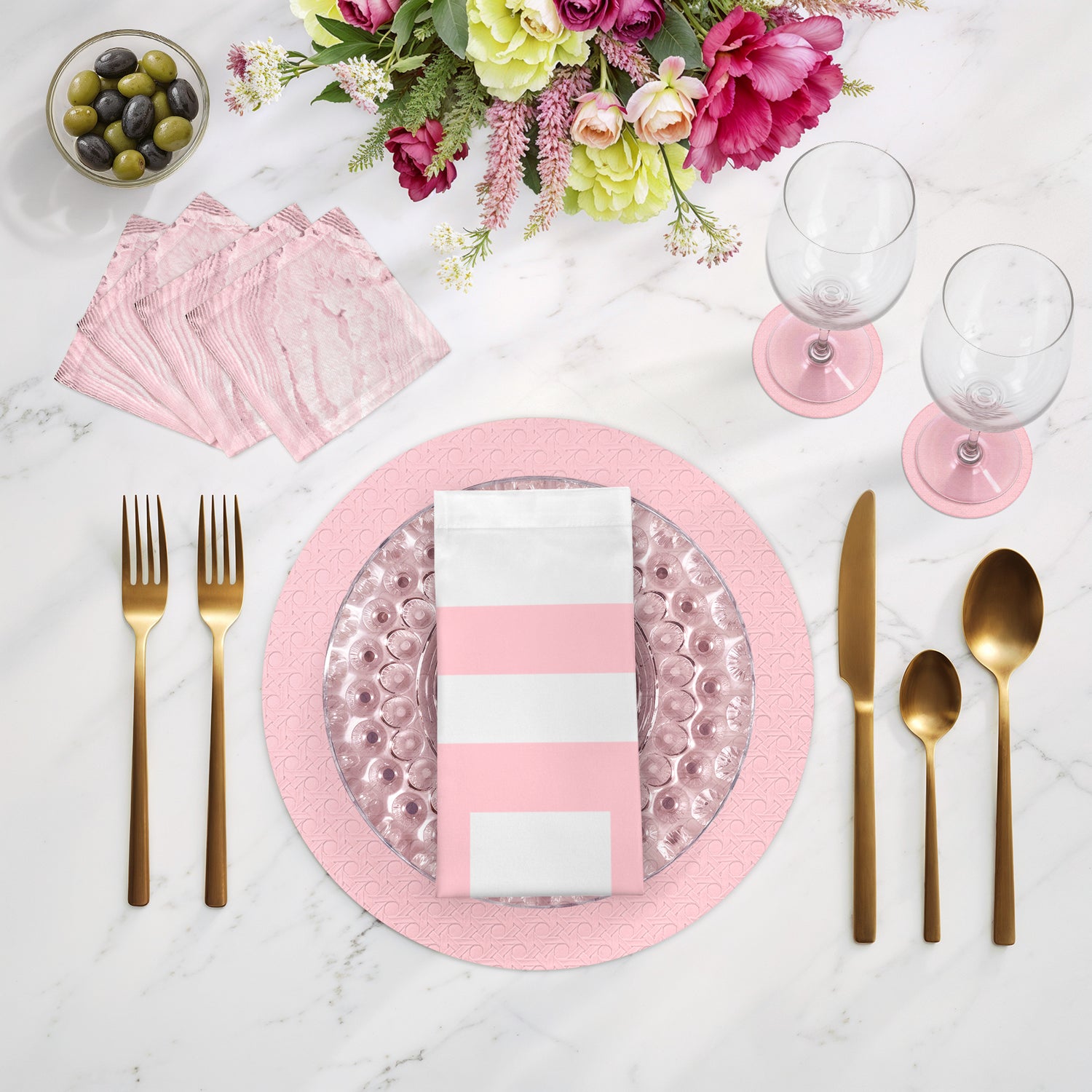 Solid Blossom Cotton Sateen Dinner Napkins - nicolettemayer.com