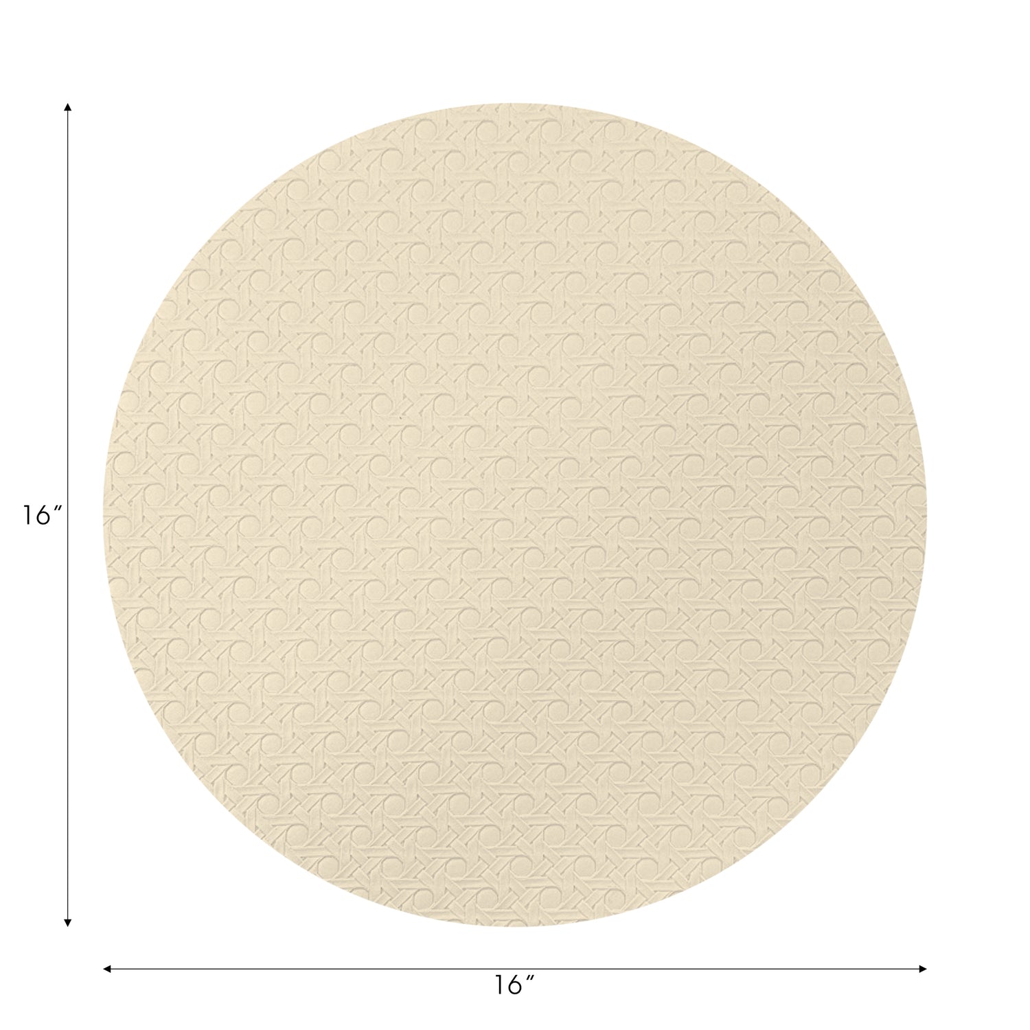 Solid Champagne Vegan Leather Round Cane Placemat - nicolettemayer.com