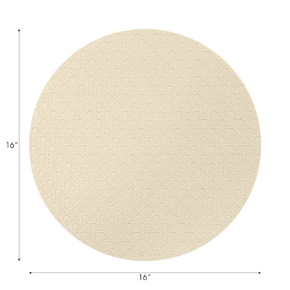 Solid Champagne Vegan Leather Round Cane Placemat - nicolettemayer.com