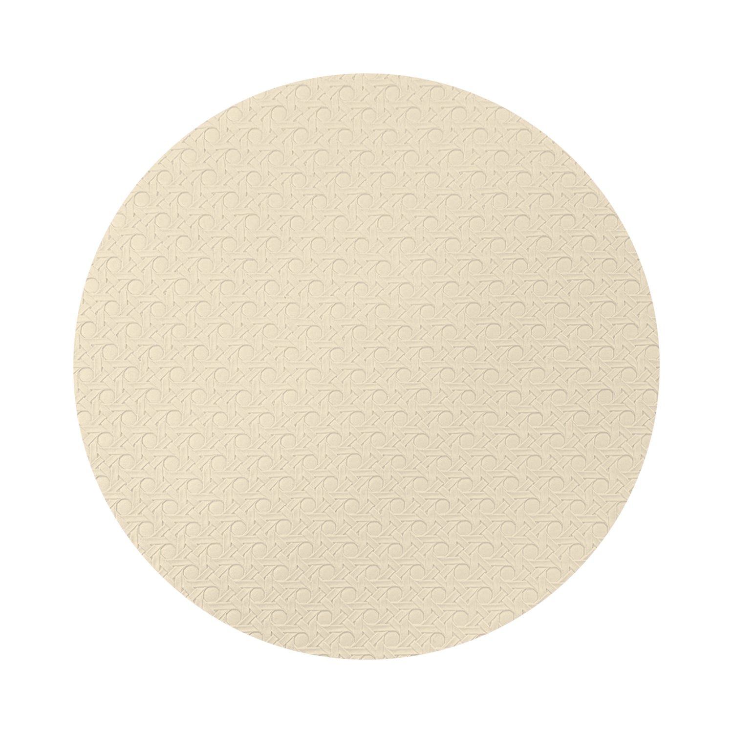 Solid Champagne Vegan Leather Round Cane Placemat - nicolettemayer.com