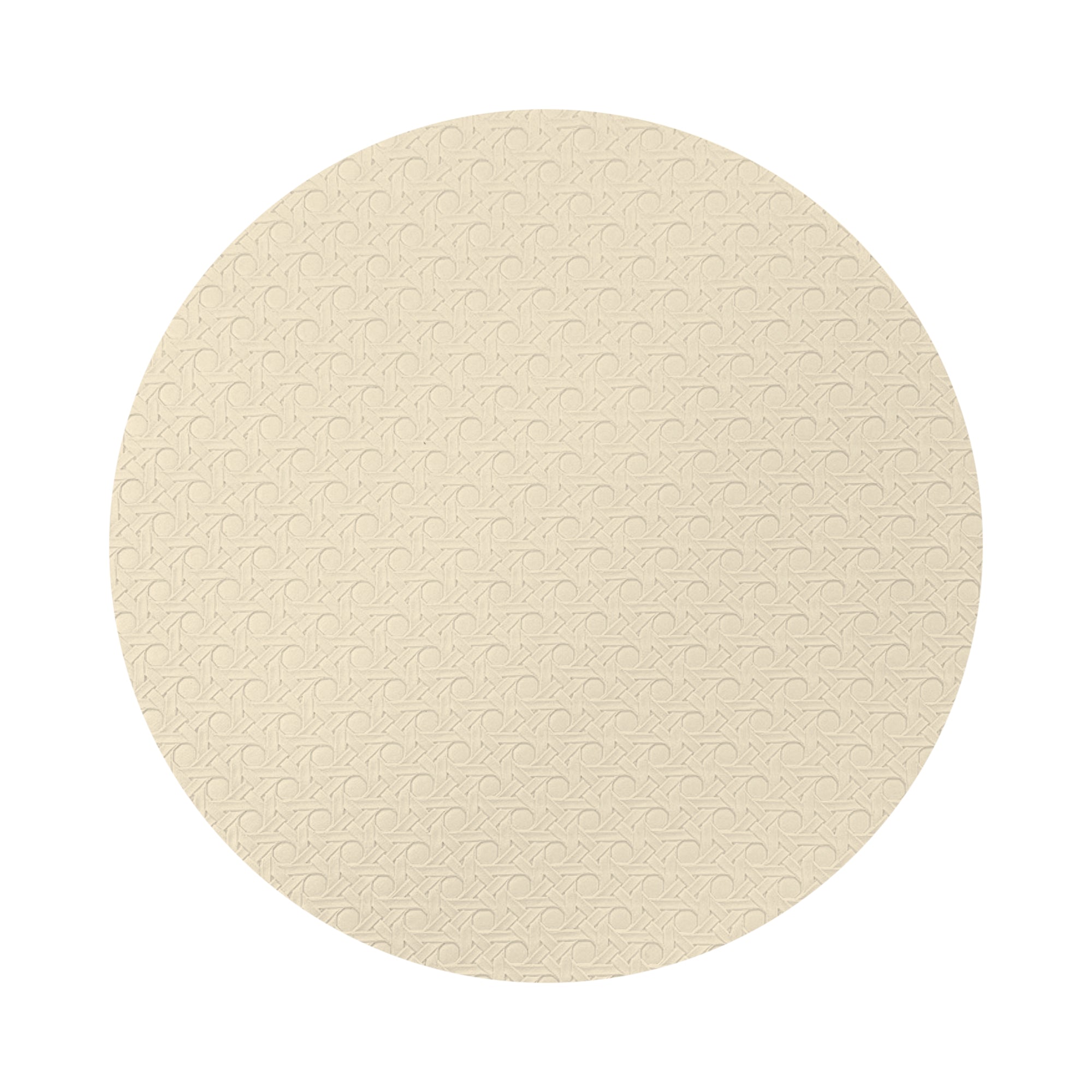 Solid Champagne Vegan Leather Round Cane Placemat - nicolettemayer.com