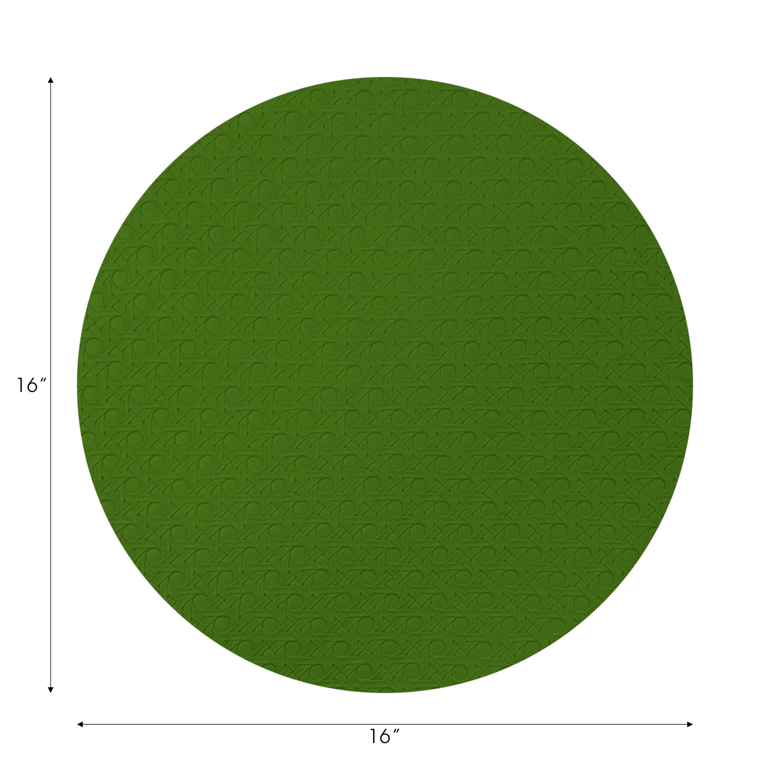 Solid Moss Vegan Leather Round Cane Placemat - nicolettemayer.com
