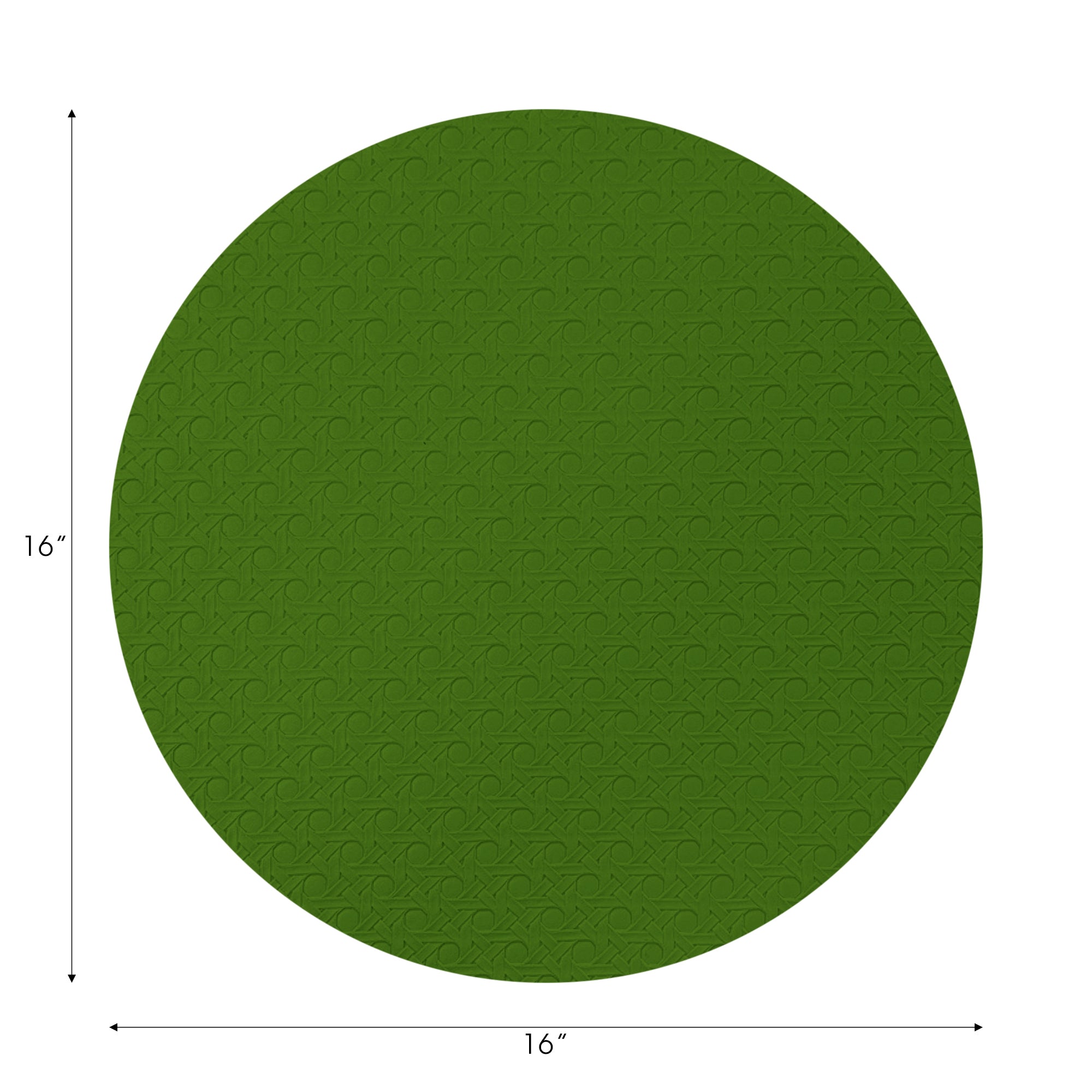 Solid Moss Vegan Leather Round Cane Placemat - nicolettemayer.com