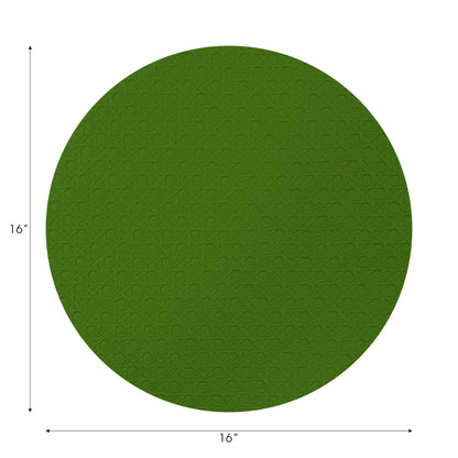 Solid Moss Vegan Leather Round Cane Placemat - nicolettemayer.com