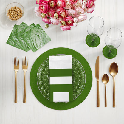 Solid Moss Vegan Leather Round Cane Placemat - nicolettemayer.com