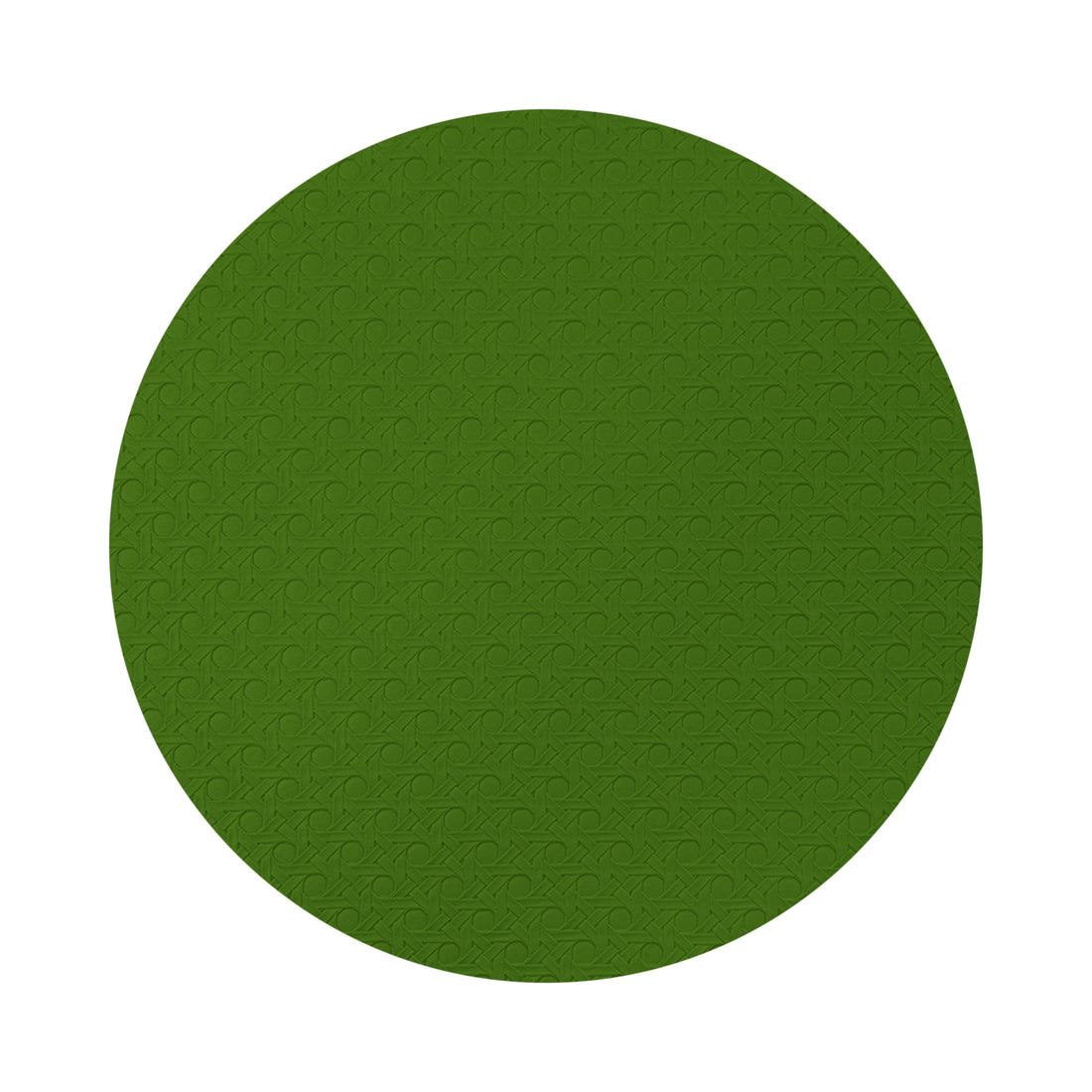 Solid Moss Vegan Leather Round Cane Placemat - nicolettemayer.com