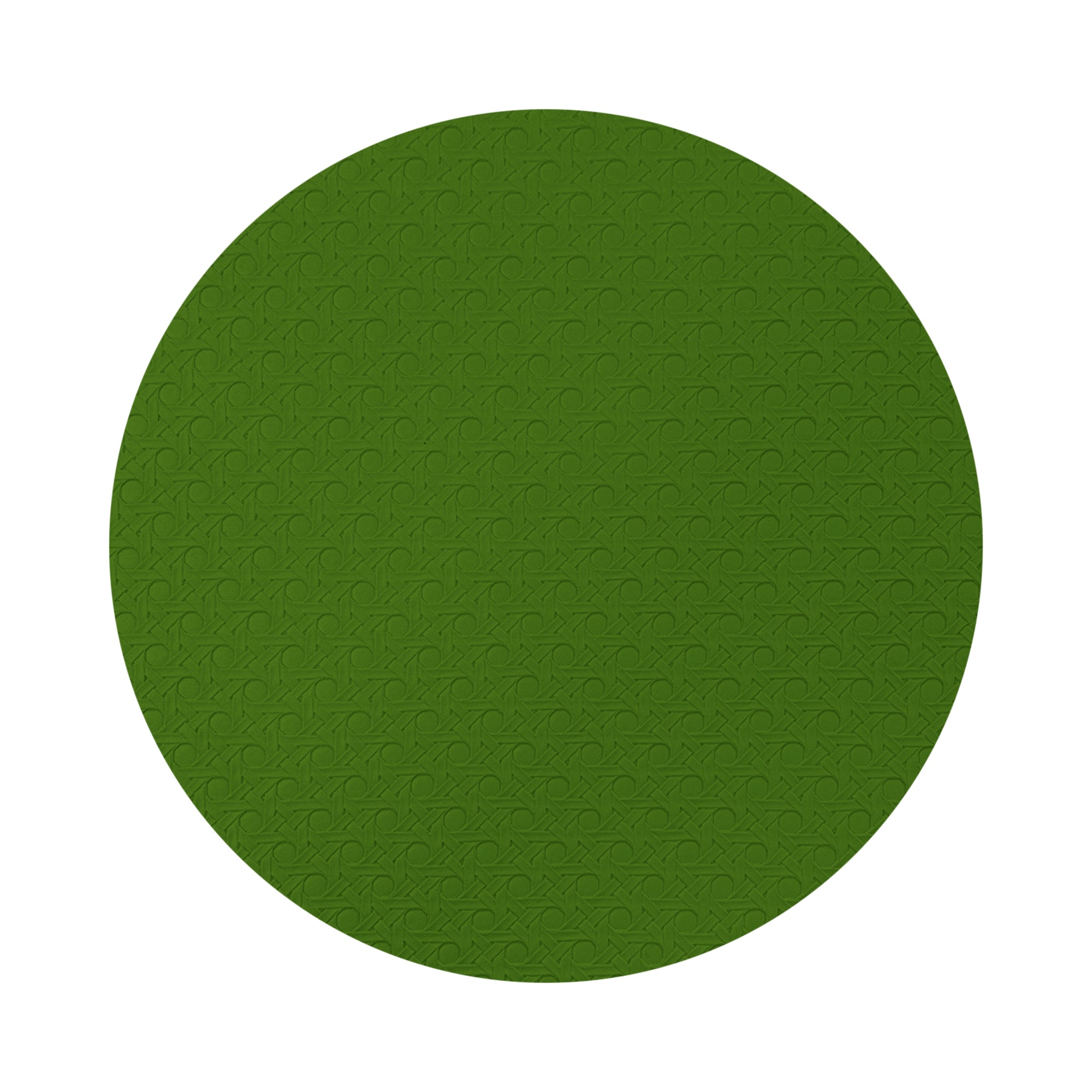 Solid Moss Vegan Leather Round Cane Placemat - nicolettemayer.com