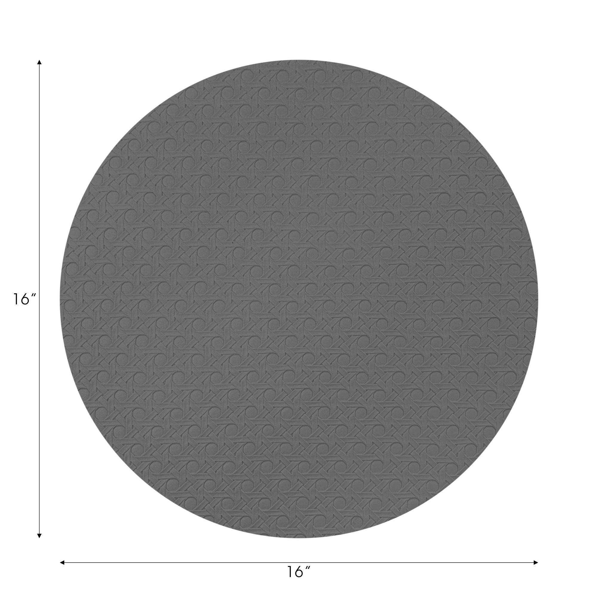 Solid Platinum Vegan Leather Round Cane Placemat - nicolettemayer.com