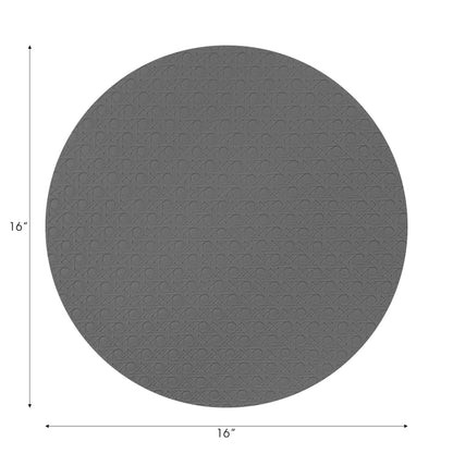 Solid Platinum Vegan Leather Round Cane Placemat - nicolettemayer.com