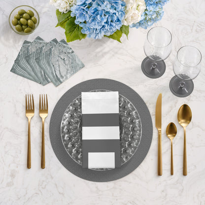 Solid Platinum Vegan Leather Round Cane Placemat - nicolettemayer.com