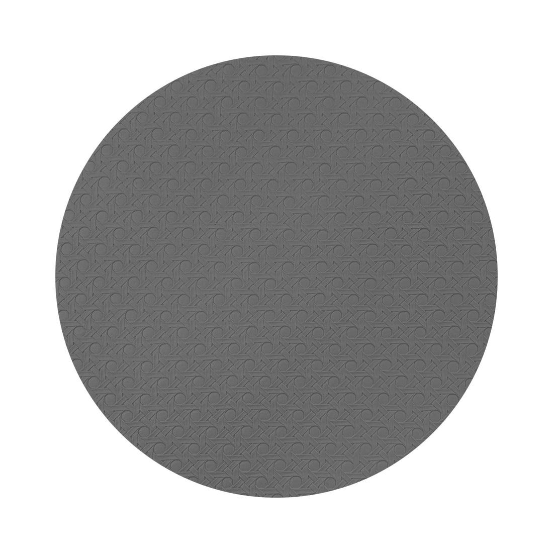 Solid Platinum Vegan Leather Round Cane Placemat - nicolettemayer.com