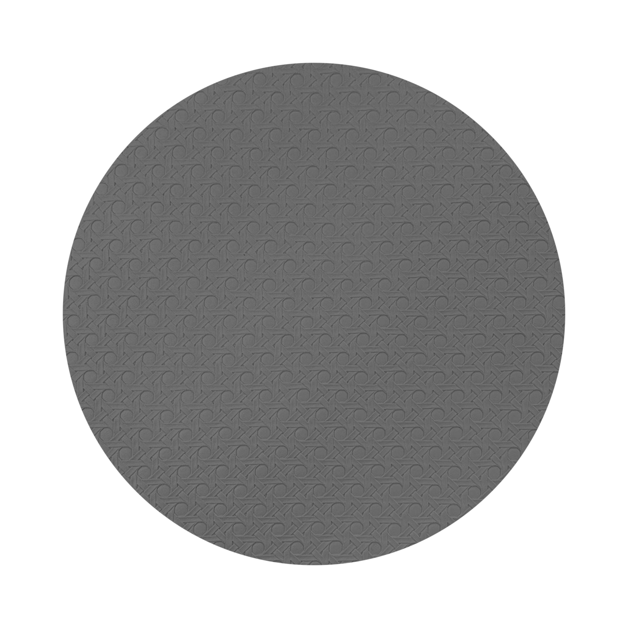 Solid Platinum Vegan Leather Round Cane Placemat - nicolettemayer.com