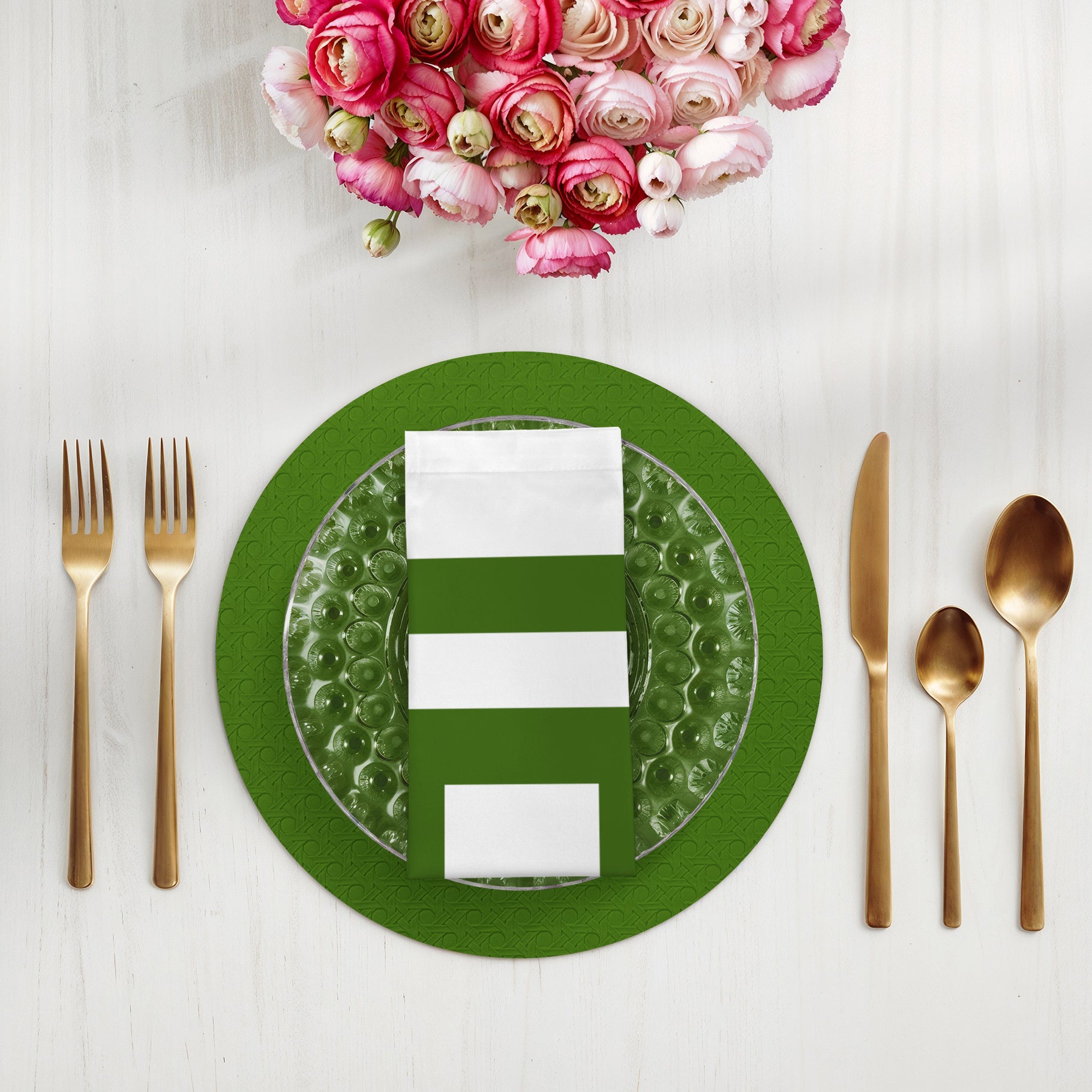 Solid Moss Cotton Sateen Dinner Napkins - nicolettemayer.com