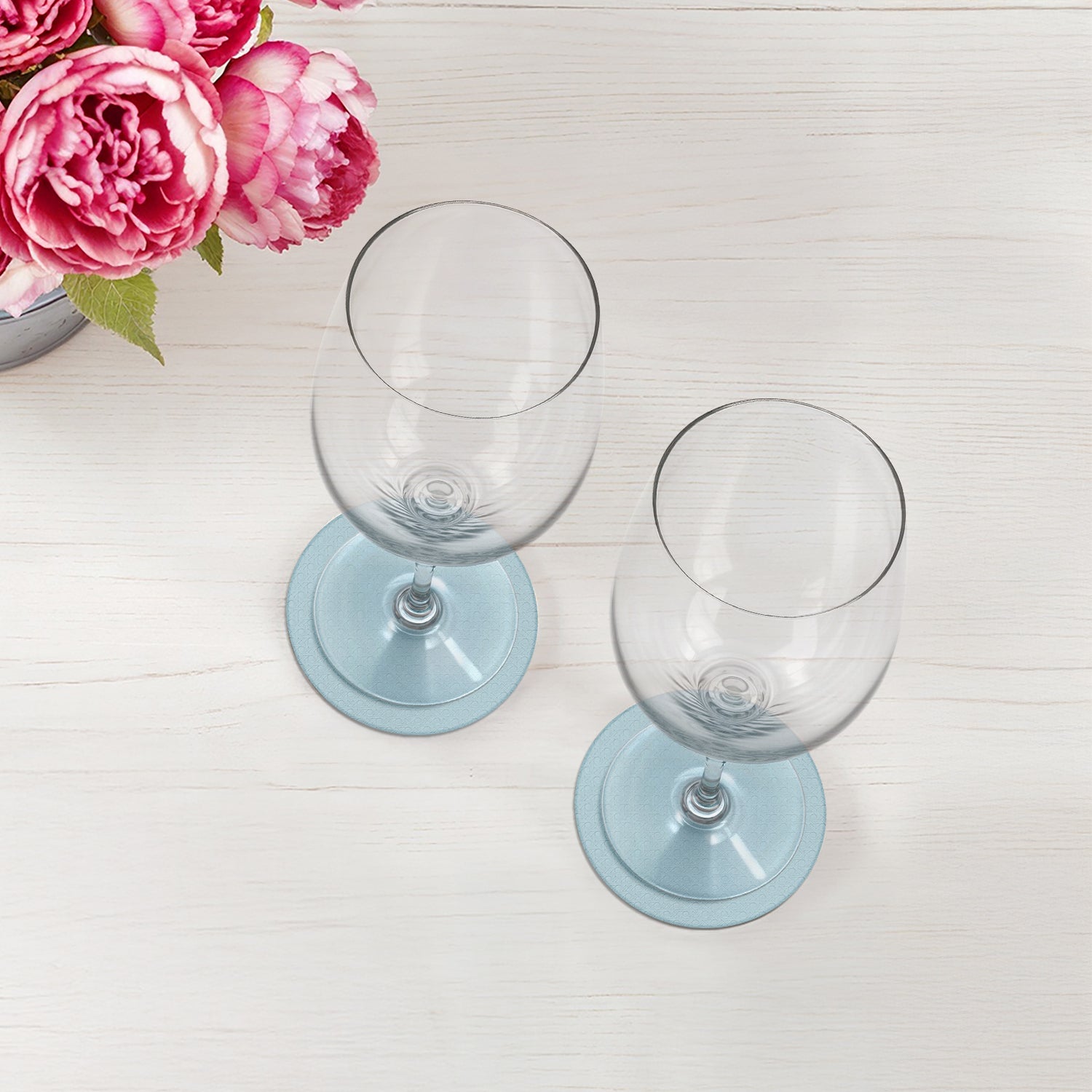 Solid Bluebell Vegan Leather Coasters - nicolettemayer.com