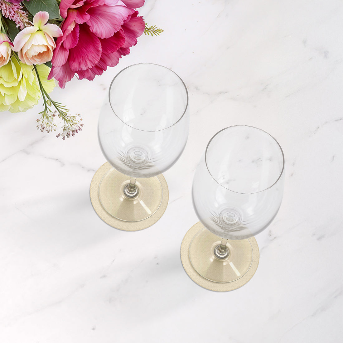 Solid Champagne Vegan Leather Coasters - nicolettemayer.com