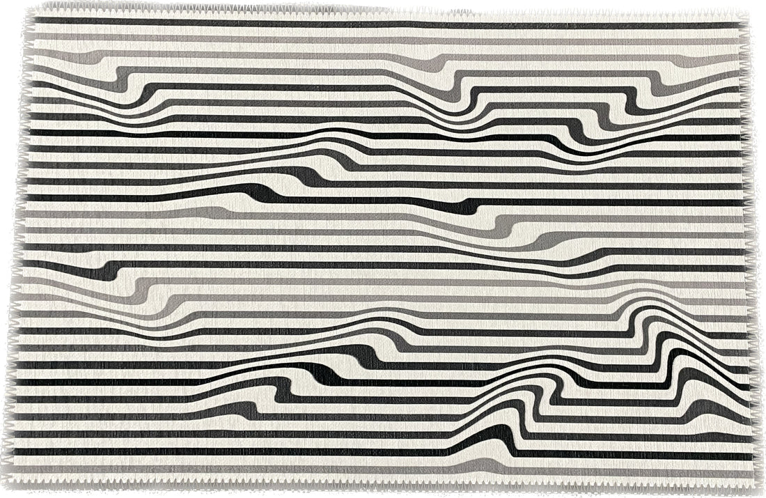 Spectrum White Warp Black White Chenille Washables Rug