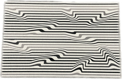 Tapis lavable en chenille Spectrum White Warp noir et blanc