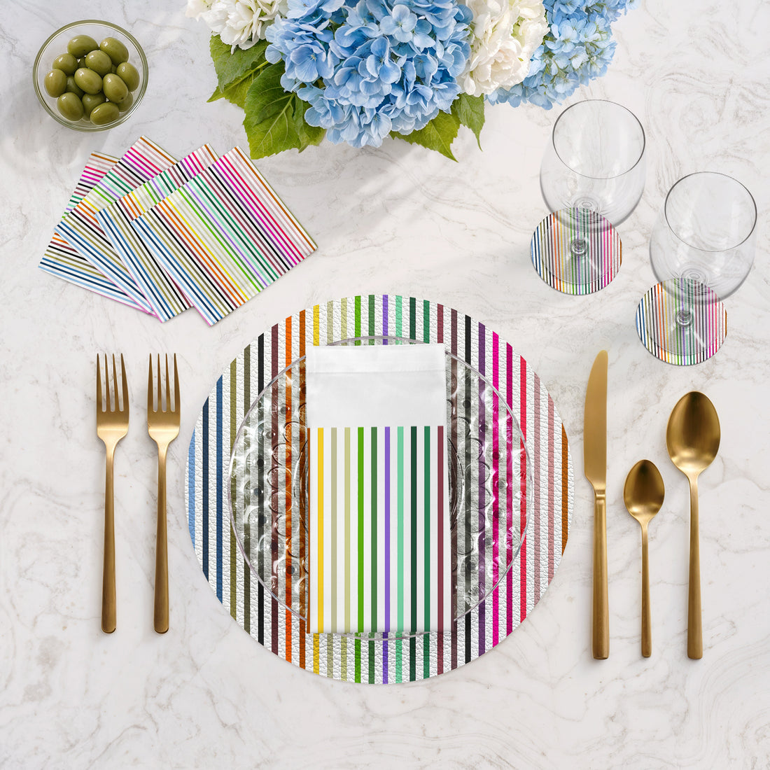 Spectrum White Brights Vegan Leather Round Pebble Placemat - nicolettemayer.com