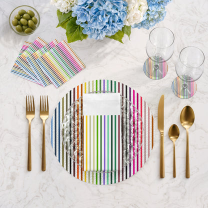 Spectrum White Brights Vegan Leather Round Pebble Placemat - nicolettemayer.com