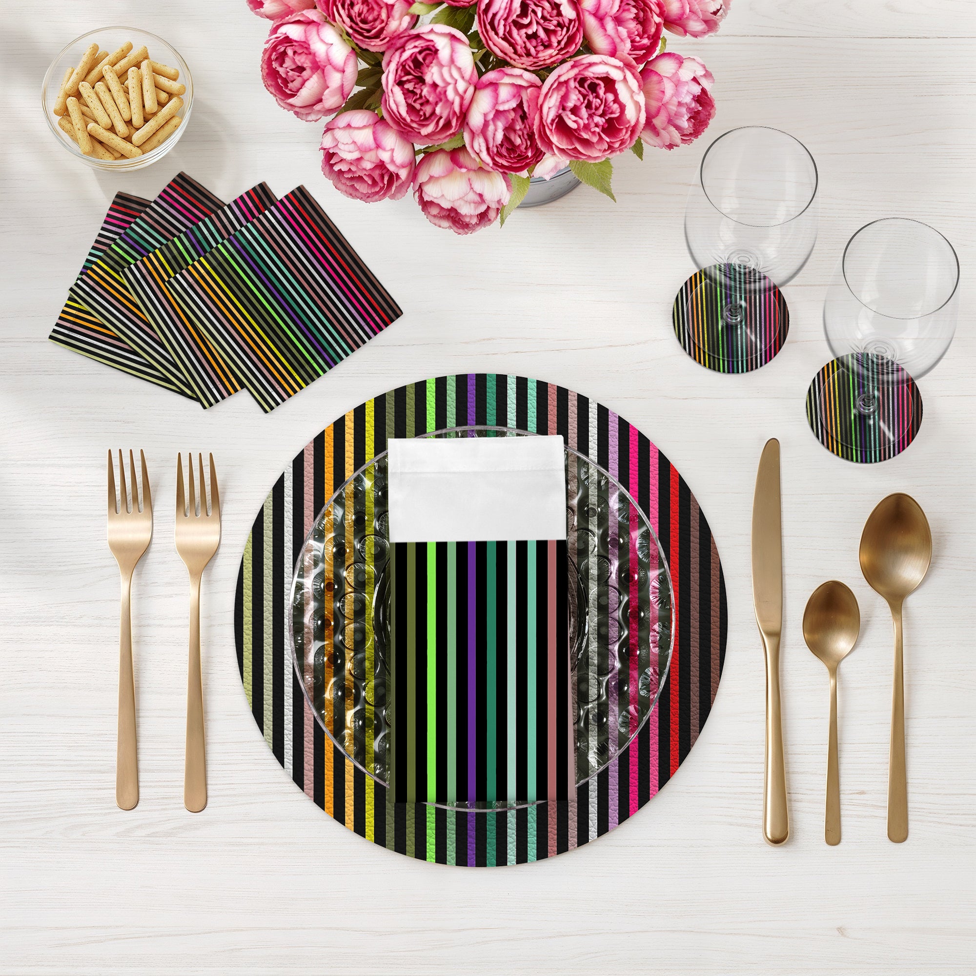 Spectrum Of Reality Black Vegan Leather Round Pebble Placemat - nicolettemayer.com