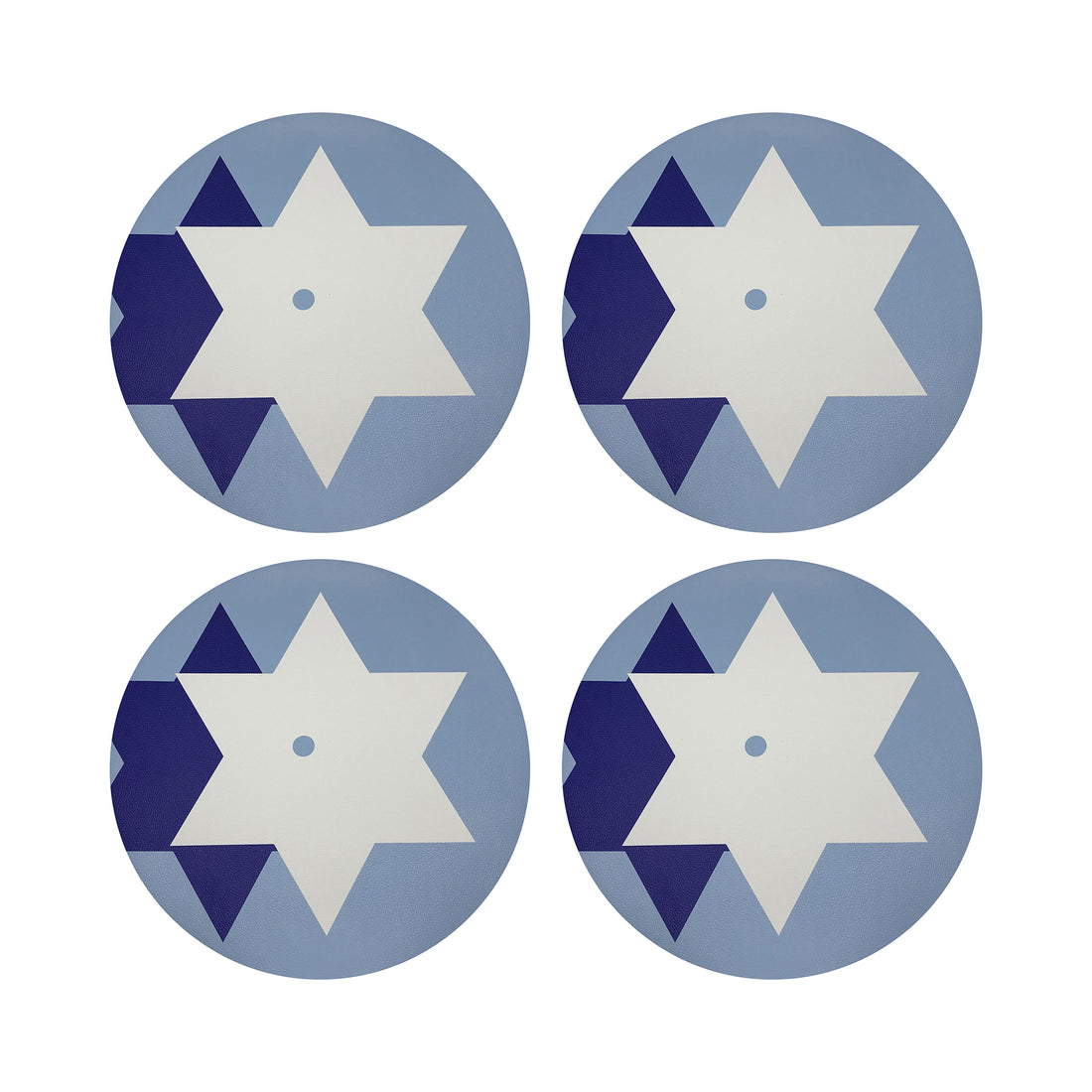 Stars Of David Vegan Leather Round Coasters