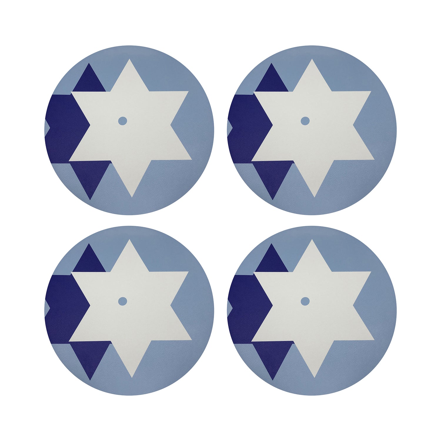 Stars Of David Vegan Leather Round Coasters