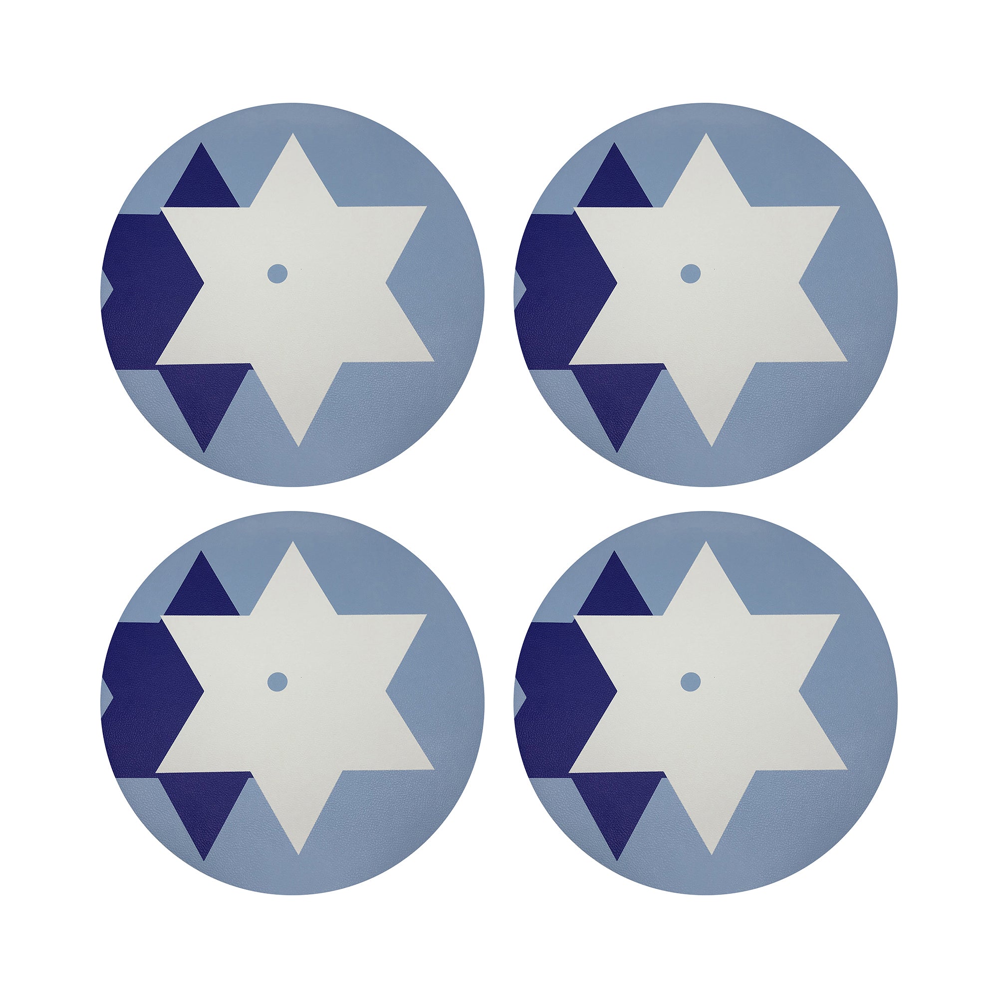 Stars Of David Vegan Leather Round Coasters