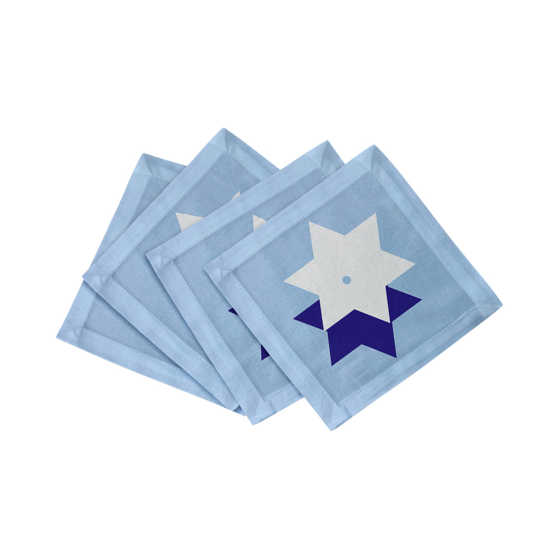 Stars Of David Cotton Sateen Cocktail Napkins - nicolettemayer.com