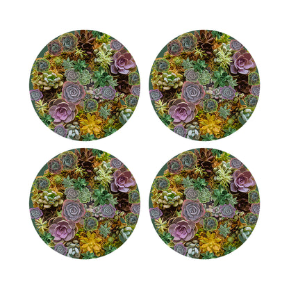 Succulents Evergreen 16&quot; Round Pebble Placemats, Set of 4 - nicolettemayer.com
