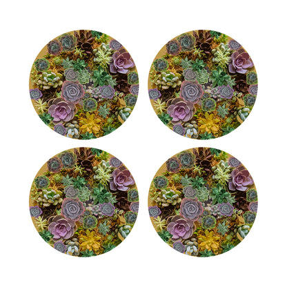 Succulents Gold 16&quot; Round Pebble Placemats, Set of 4 - nicolettemayer.com
