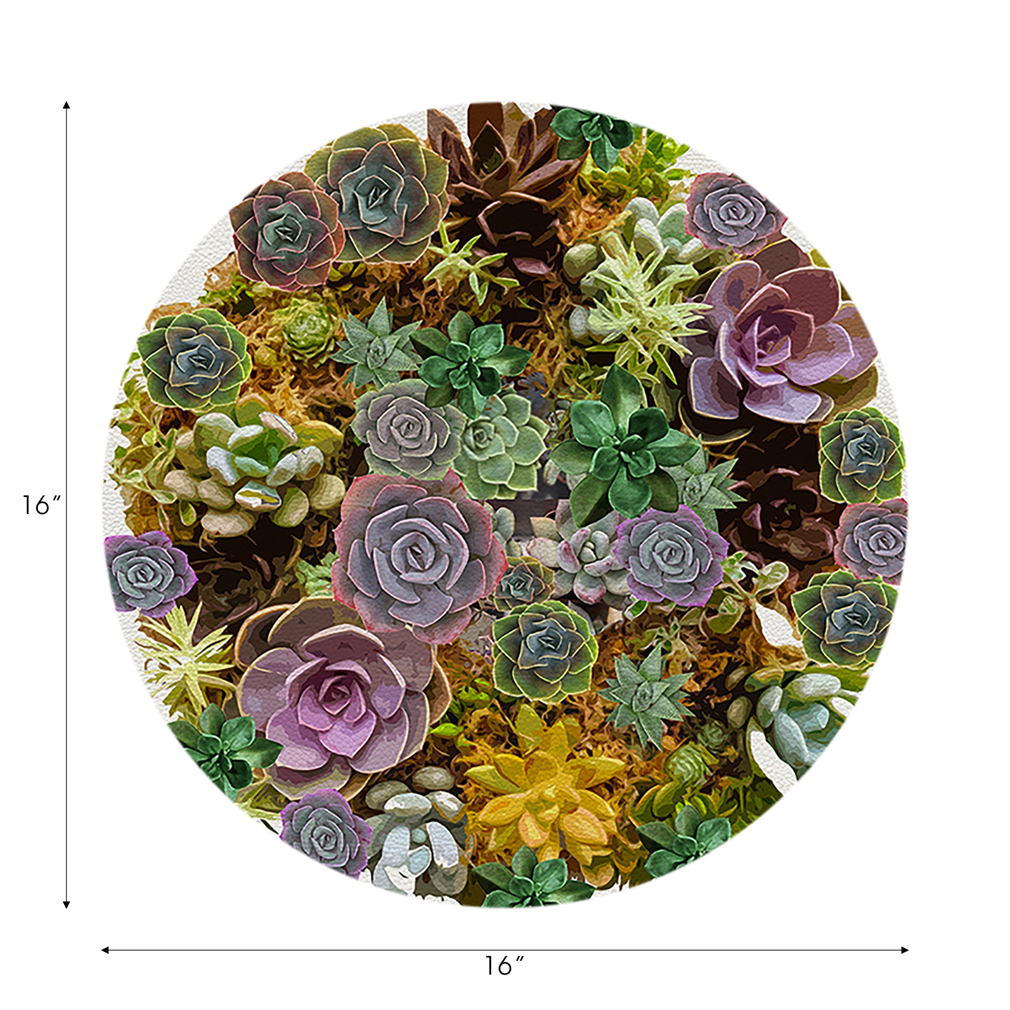 succulent placemats Succulents White Vegan Leather Round Pebble Placemat