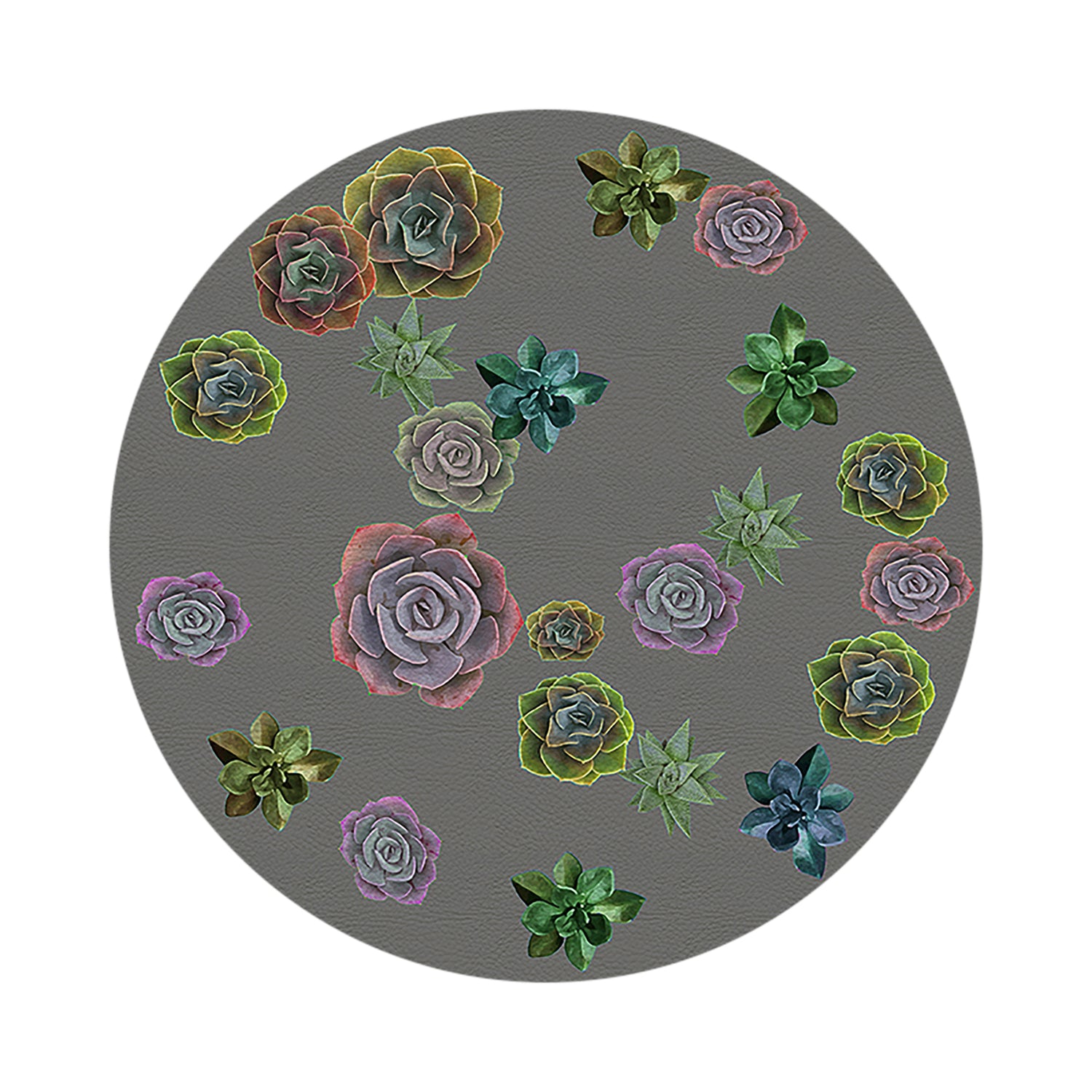 Succulents Floating Gray 16&quot; Round Pebble Placemats, Set of 4 - nicolettemayer.com
