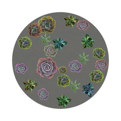 Succulents Floating Gray 16&quot; Round Pebble Placemats, Set of 4 - nicolettemayer.com
