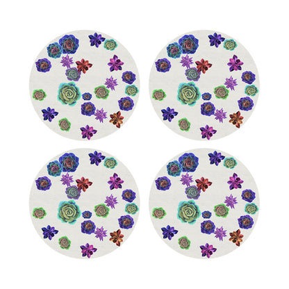 Succulents Floating Intenso 16&quot; Round Pebble Placemats, Set of 4 - nicolettemayer.com
